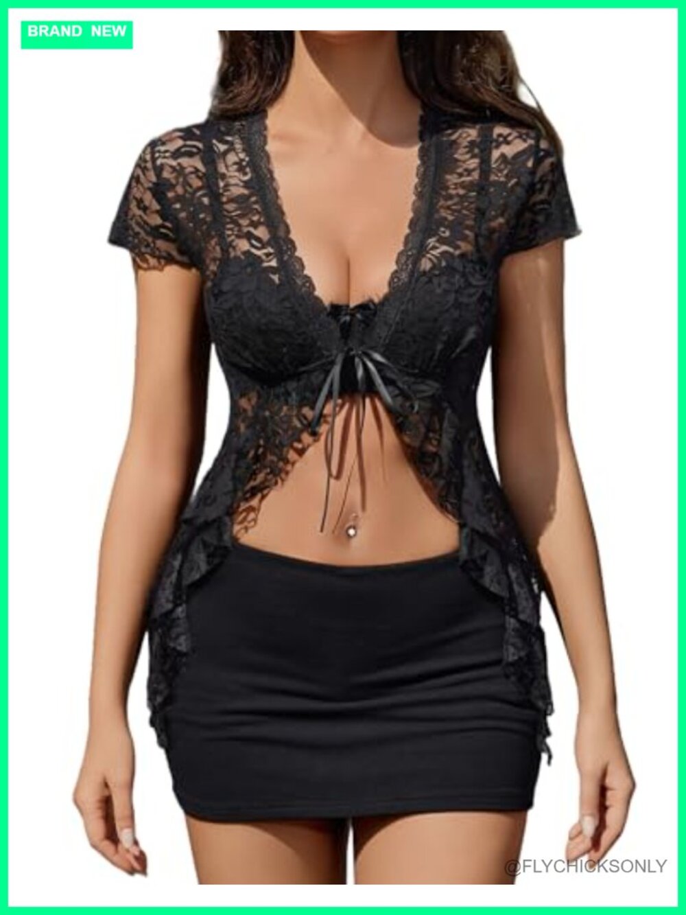 Sheer Lace Shrug Tie Front Y2K Bolero Going Out Top